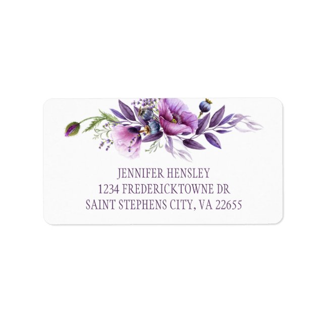 Étiquette Violet Violet Lavande Fleur sauvage Adresse | (Devant)