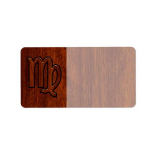 Étiquette Virgo Sign in Mahogany wood style
