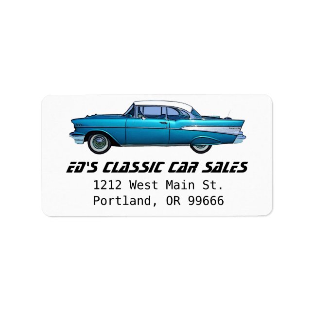 Étiquette Voiture classique 1957 Chevy BelAire (Devant)