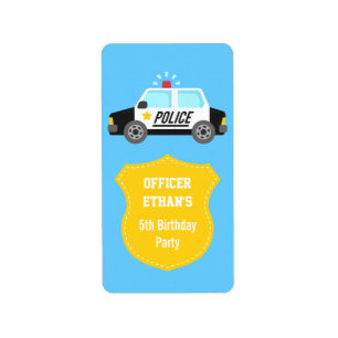 Étiquette Voiture de police classique avec sirène pour enfan