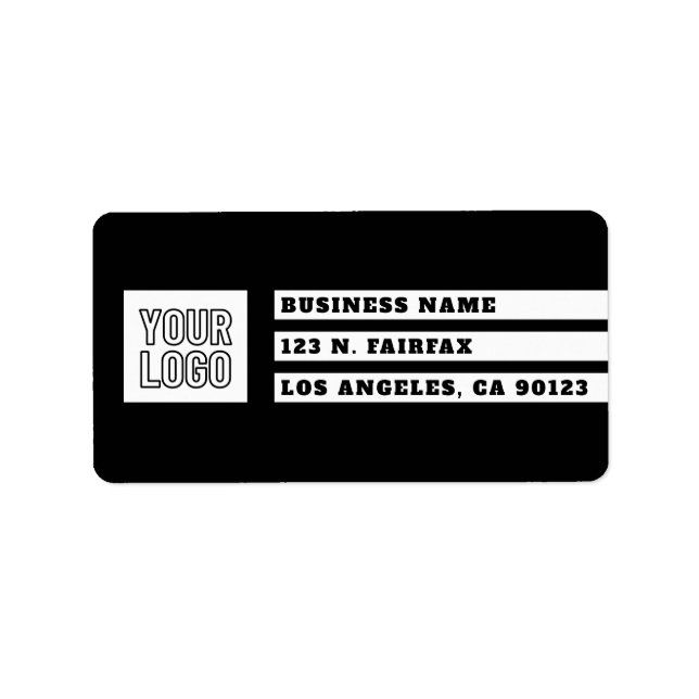 Étiquette Vos bandes géométriques du logo | Noir et blanc (Devant)