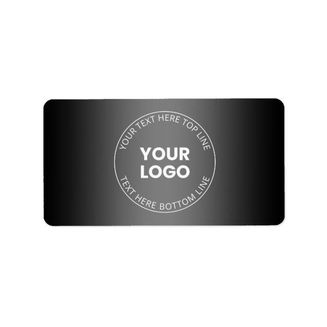 Étiquette Votre logo avec dégradé noir et blanc modifiable (Devant)