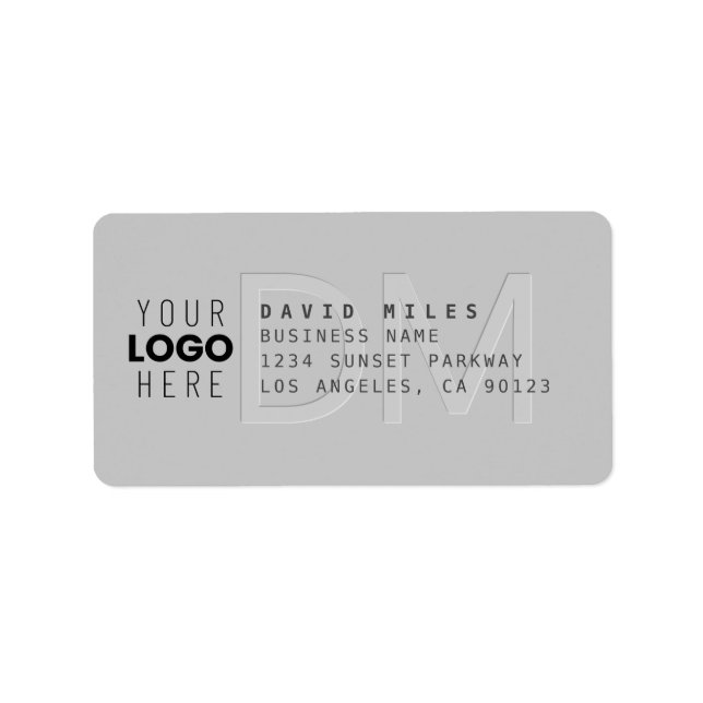 Étiquette Votre Logo et l'adresse de retour gris moderne (Devant)