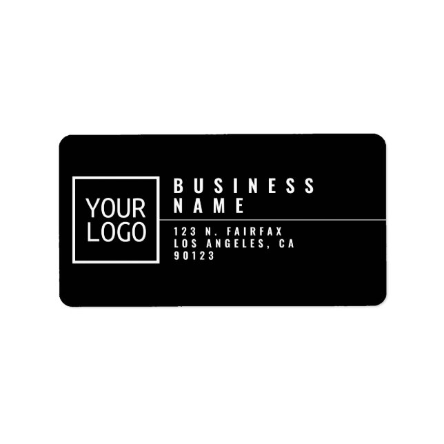 Étiquette Votre Logo Moderne Style Black Adresse de retour (Devant)