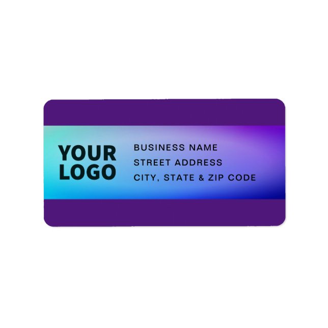 Étiquette Votre logo | Purple Turquoise Green Ombre (Devant)
