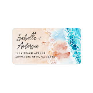 Étiquette Watercolor Beach Adresse de retour