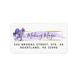 Étiquette Watercolor Crystals & Gold Geometry Boho Address