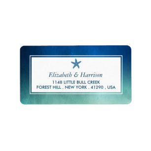 Étiquette Watercolor Ocean Starfish Beach Wedding