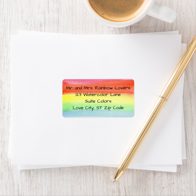 Étiquette Watercolor Rainbow Custom Address Labels (En situation)