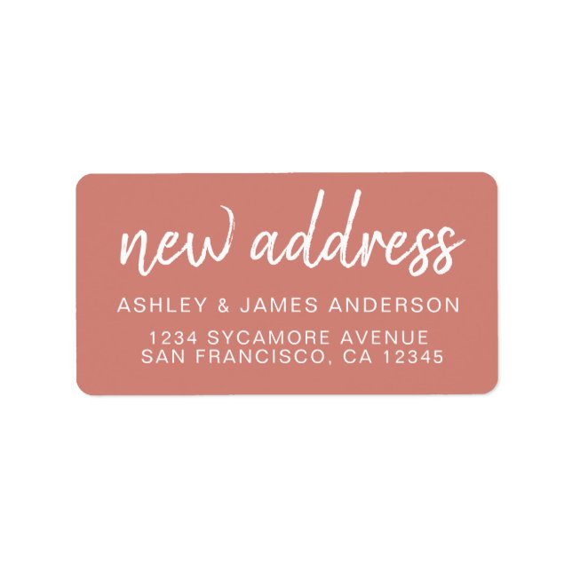 Étiquette We’ve Moved Classic Terracotta New Address (Devant)