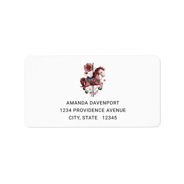 Étiquette Whimsical Carousel Horse Image Address (Devant)