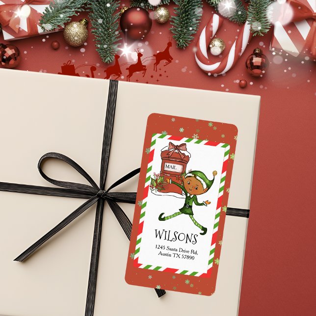 Étiquette Whimsical Elf Boy Christmas Personalized Address (Whimsical Elf Boy Christmas Personalized Address Label)