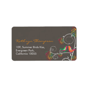 Étiquette Whimsical Kissing Summer Birds Adresse du Mariage