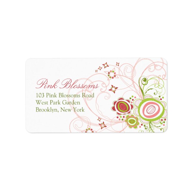 Étiquette Whimsical rose Floral Blooms Baby shower Adresse (Devant)