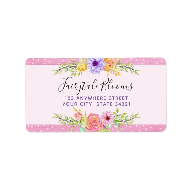 Étiquette Whimssal Floral Roses & Rustic Rose Wood Adresse (Devant)