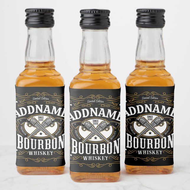 Étiquette Whiskey personnalisé Bourbon Vintage Gun (Bouteilles)