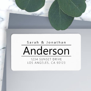 Étiquette White & Black Bold Modern Return Adresse