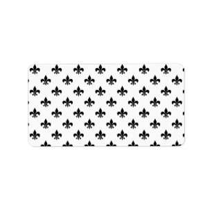 Étiquette White Black Fleur De Lis Delicate Mardi Gras