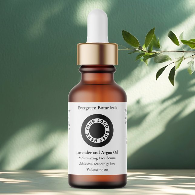 Étiquette White cosmetics dropper bottle label with logo (Créateur téléchargé)