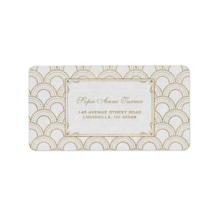Étiquette White Great Gatsby Art Déco Gold Mariage