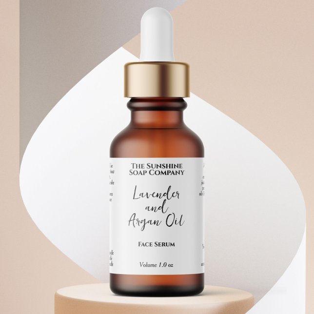 Étiquette White Minimalist Cosmetics Dropper Bottle  (Créateur téléchargé)