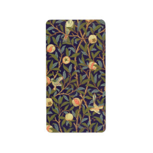Étiquette William Morris Oiseau Et Grenade Art Vintage