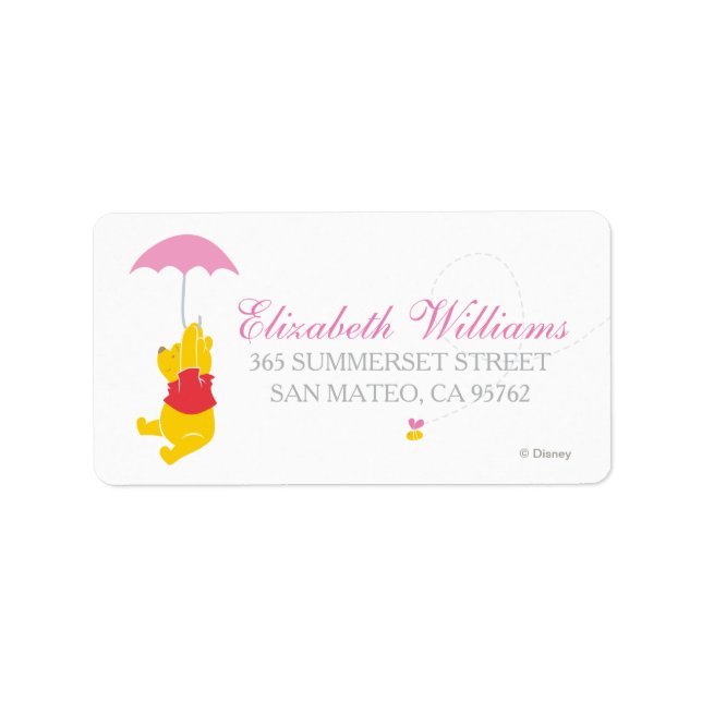 Étiquette Winnie l'Ooh | Baby shower fille (Devant)