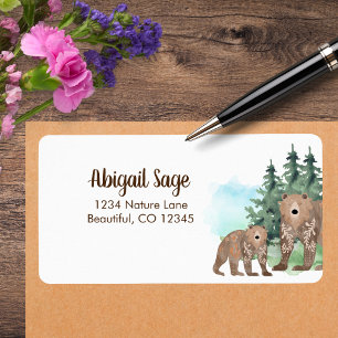 Étiquette Woodland Bears Nature Adresse
