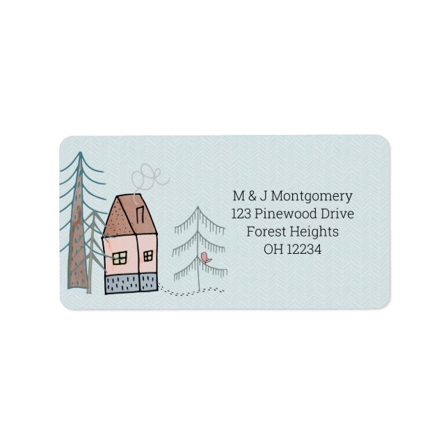 Étiquette Woodland Home Doodland Dessin Adresse de retour (Devant)