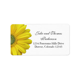 Étiquette Yellow Gerbera Daisy Flower Adresse du Mariage
