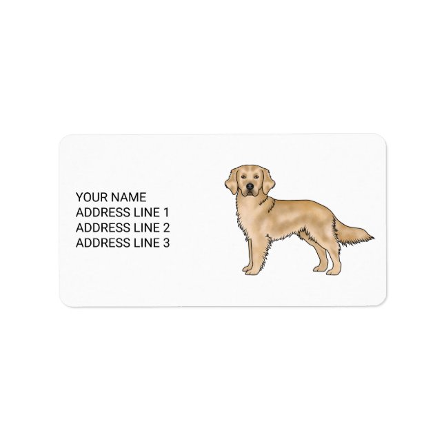 Étiquette Yellow Golden Retriever mignon chien avec texte pe (Devant)