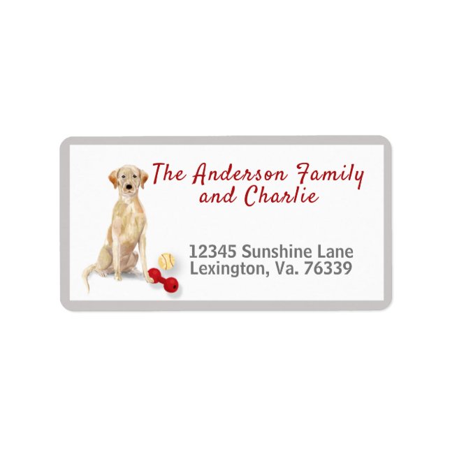 Étiquette Yellow Labrador Retriever Home Adresse de retour (Devant)