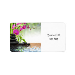 Étiquette zen, paix, orchidée rose, belle, spa, guérissant