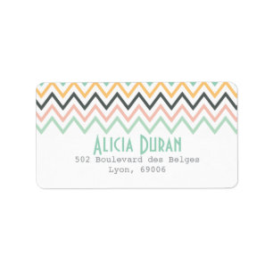 Étiquette Zigzag Girly moderne de Chevron personnalisé