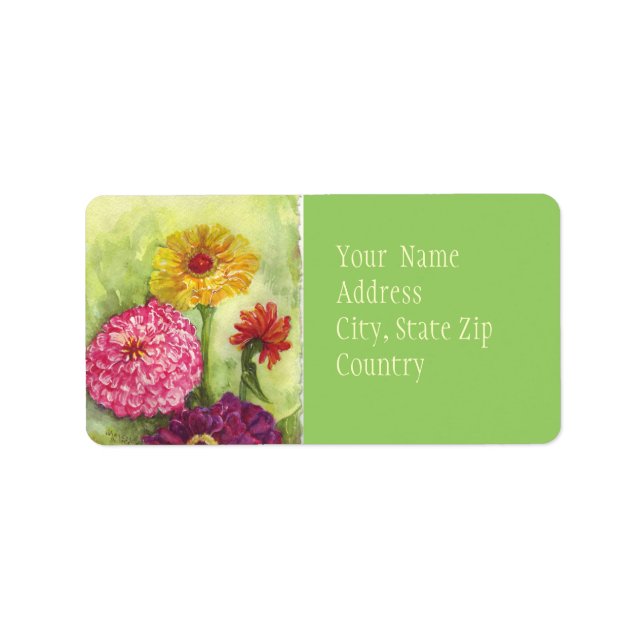 Étiquette Zinnias (Devant)