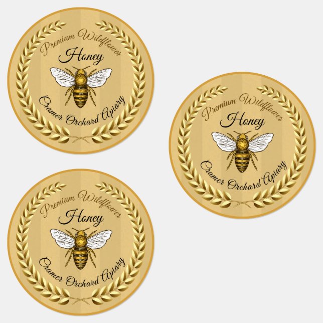 Étiquettes 30 Abeilles et Garland Ambre Striped Honey Jar Nou (Groupe)