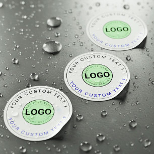 Étiquettes 30 autocollants étanches (Logo d'entreprise, Texte