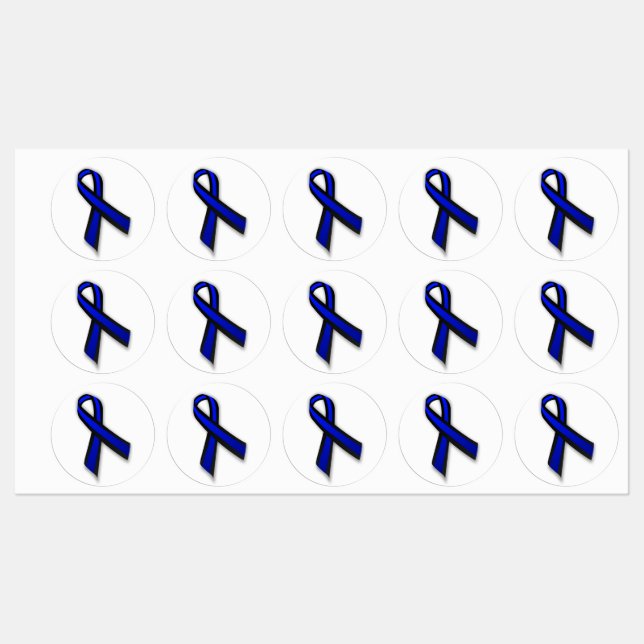 Étiquettes 4 gros rubans commémoratifs en ligne bleue mince (Feuille)
