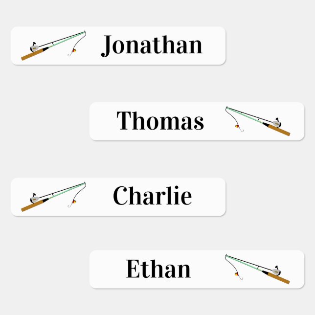 Étiquettes 4 Noms Différents Pêche Pole Pole Fer Sur Étiquett (Groupe)