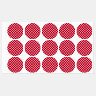Étiquettes à damiers rouge et rose chaud