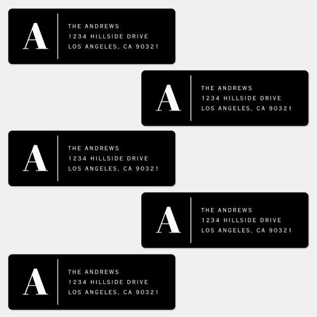 Étiquettes à monogramme moderne et adresse étanche (Groupe)