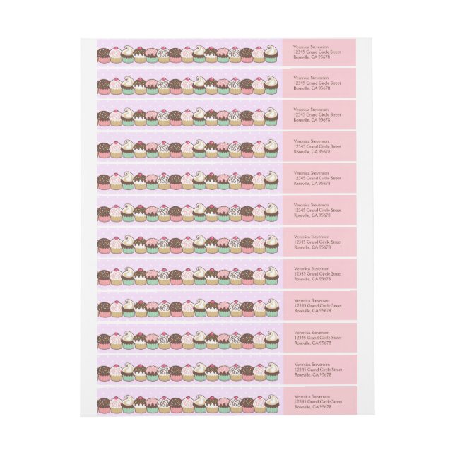 Étiquettes Adhésives Cupcakes (Feuille)
