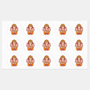 Étiquettes Adorable Ganpatio Bappa - Chibi Style Ganesha avec