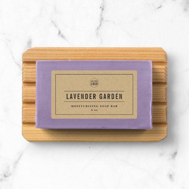 Étiquettes Ajouter votre logo Bordure et lignes gris Kraft Pr (Créateur téléchargé)