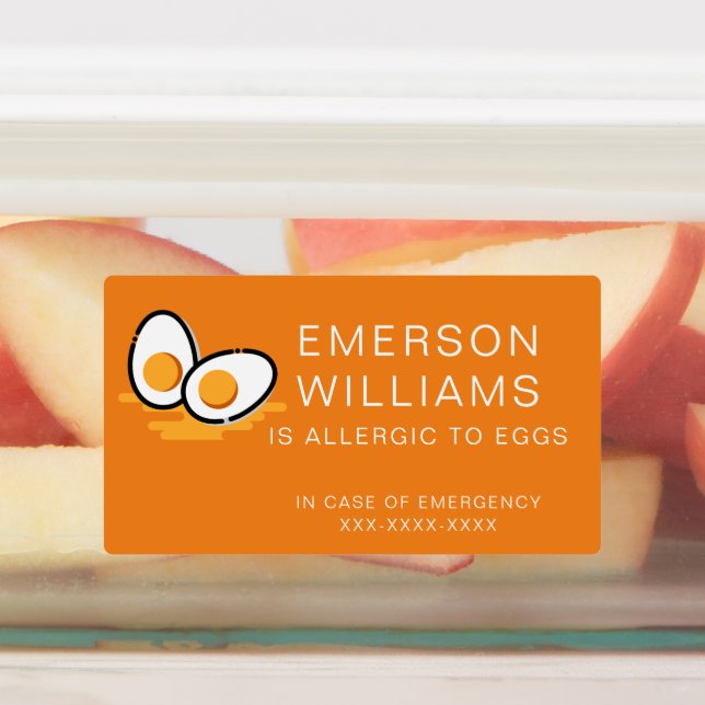 Étiquettes Alerte d'allergie aux oeufs étanche Nom de l'enfan (Apposé)