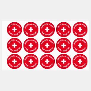 Étiquettes Alerte Médicale personnalisée rouge diabétique