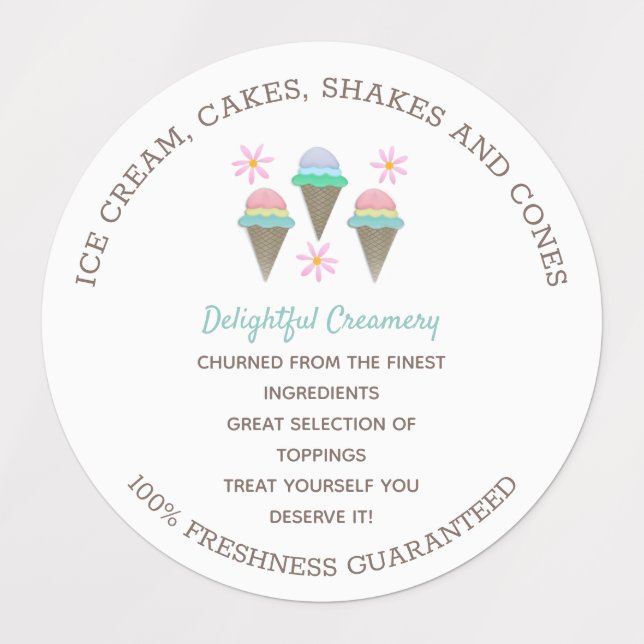 Étiquettes alimentaires de crème glacée (Design 1)