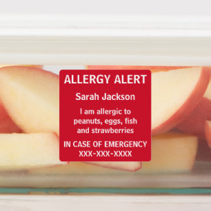 Étiquettes Aliments personnalisés Alerte aux allergies Enfant