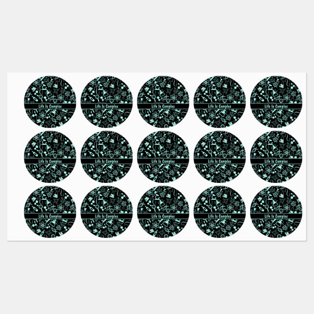 Étiquettes aqua bleu moderne biochimie vie complexe (Feuille)