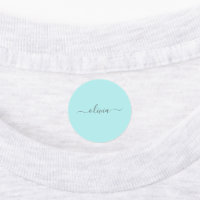 Aqua Blue Turquoise Moderne Script Girl Monogramme